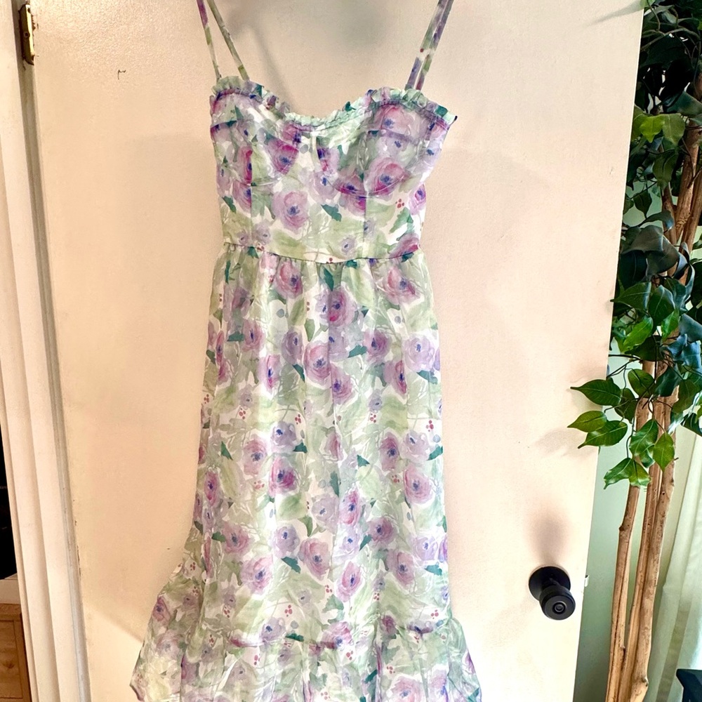 Floral corset-fit & flare dress with Adjustable/removable Straps